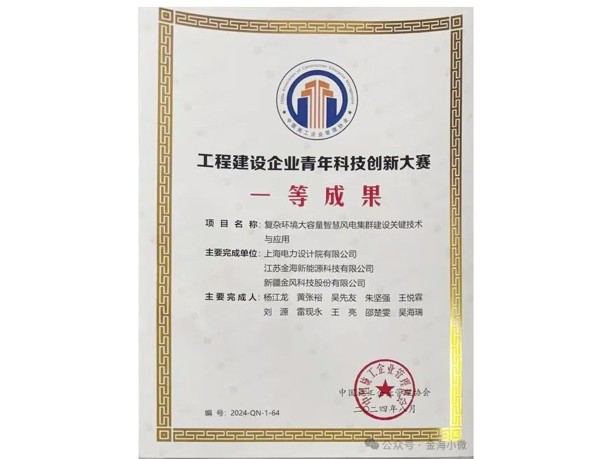 Good news | Jiangsu Jinhairong won the first prize of China Construction Enterprise Management Association